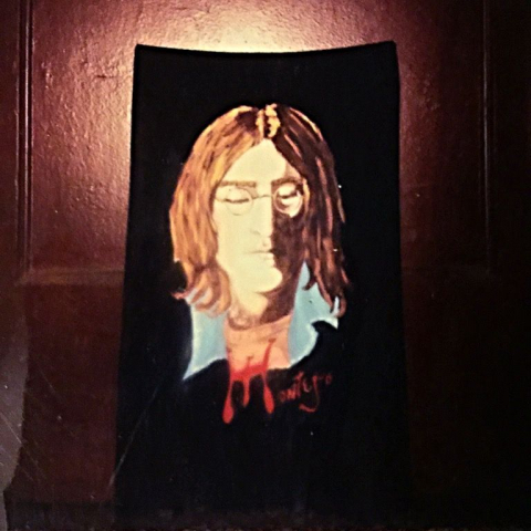 John Lennon painting on oaktag