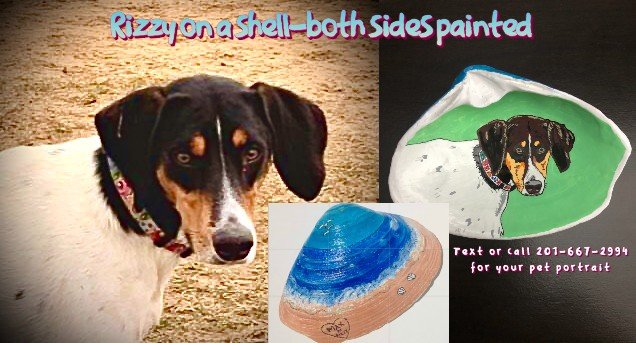 Rizzy the American Foxhound dog portrait on a shell