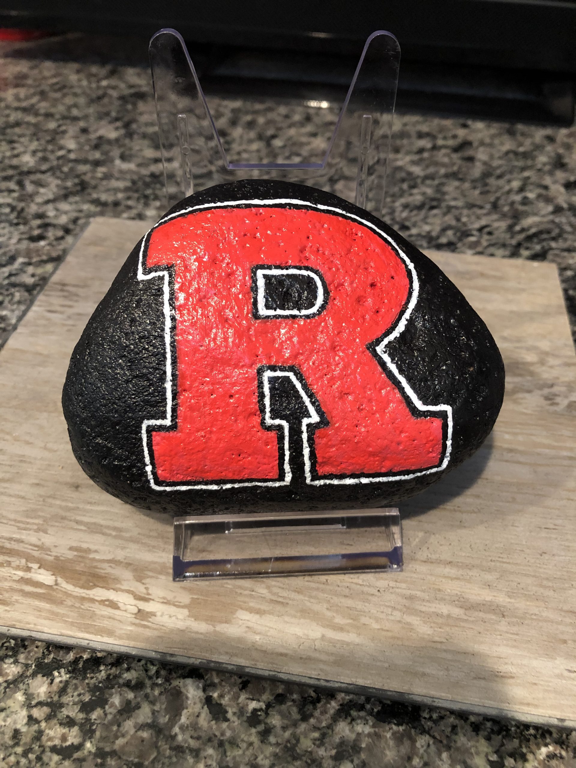 Rutgers Red Letter "R" painted on a rock