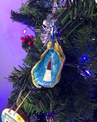 Old Barney Lighthouse hand painted ornament