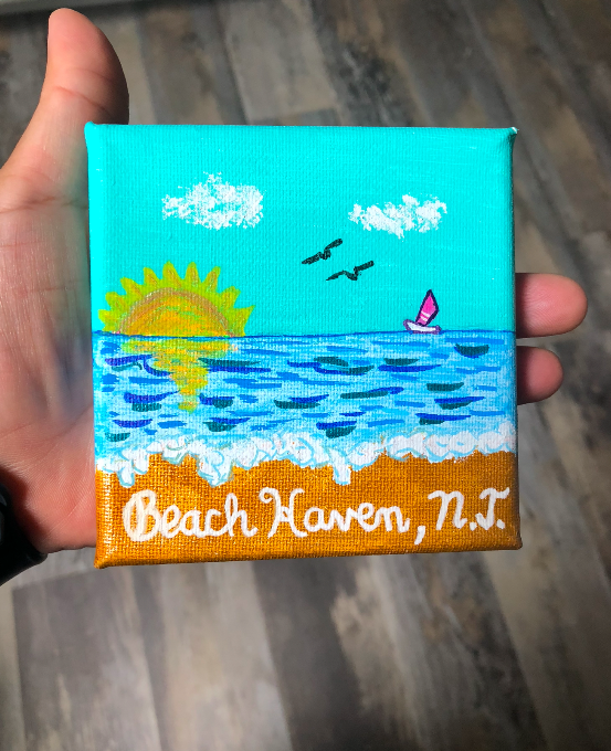 beach haven small canvas painting