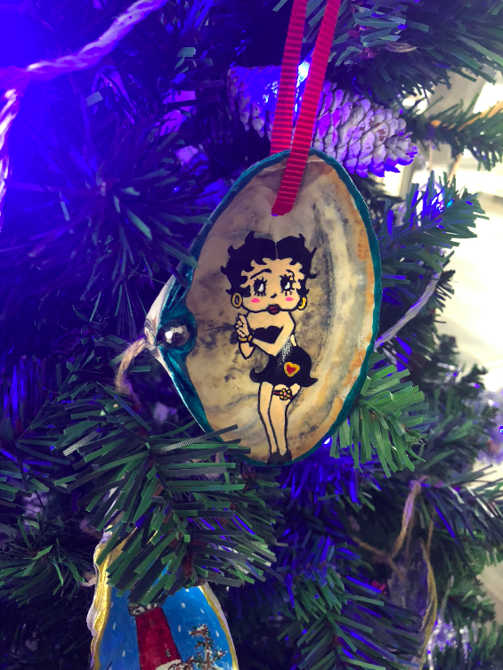 Betty Boop hand painted shell ornament