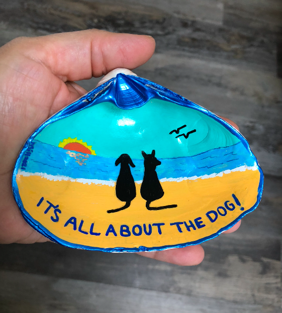 It's all about the dog painted seashell