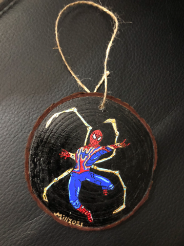 Spider-man No Way Home painted wood slice